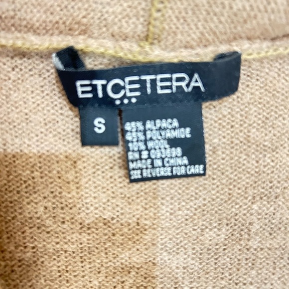 Etcetera Tan Ruffle open front Cardigan Sweater alpaca wool longline size small - Picture 6 of 6